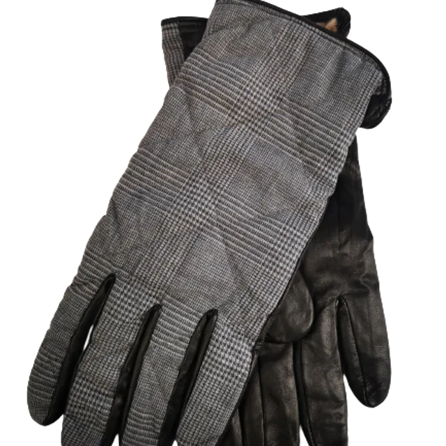 Leather Gloves with Wool Glen Check