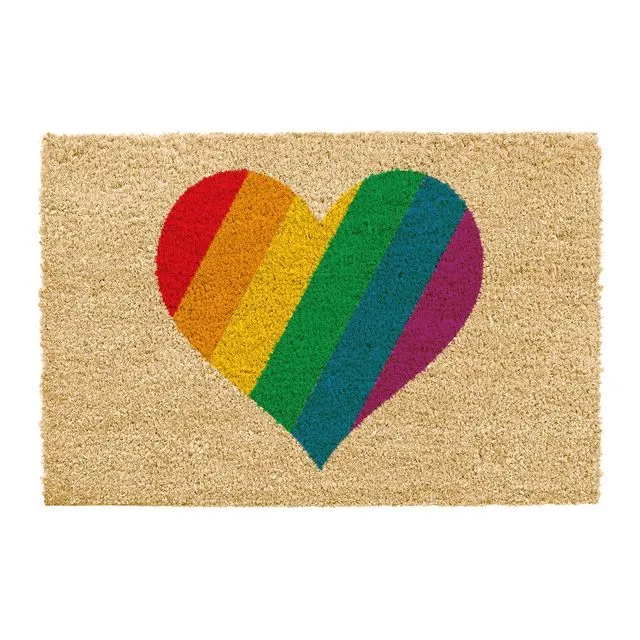 'Heart Shaped Pride Rainbow' Novelty Doormat (60 x 40cm)