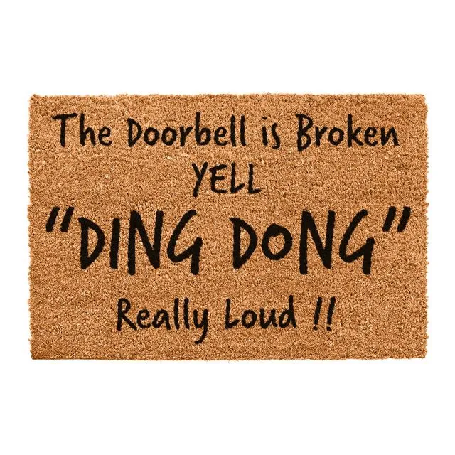 'Doorbell is Broken' Novelty Doormat (60 x 40cm)