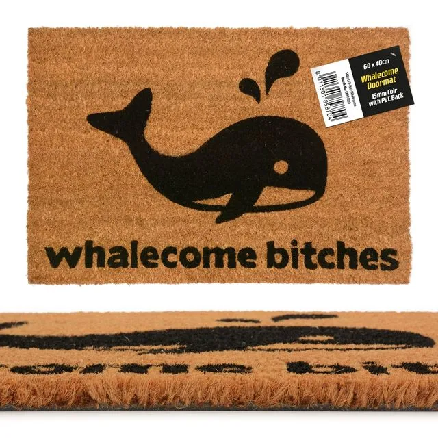 'Whalecome Bitches' Novelty Doormat (60 x 40cm)