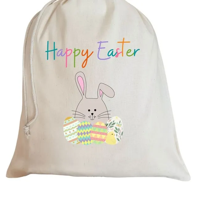 Second Ave Cute Children's Easter Bunny Cotton Drawstring Easter Chocolate Sack Bag Gift
