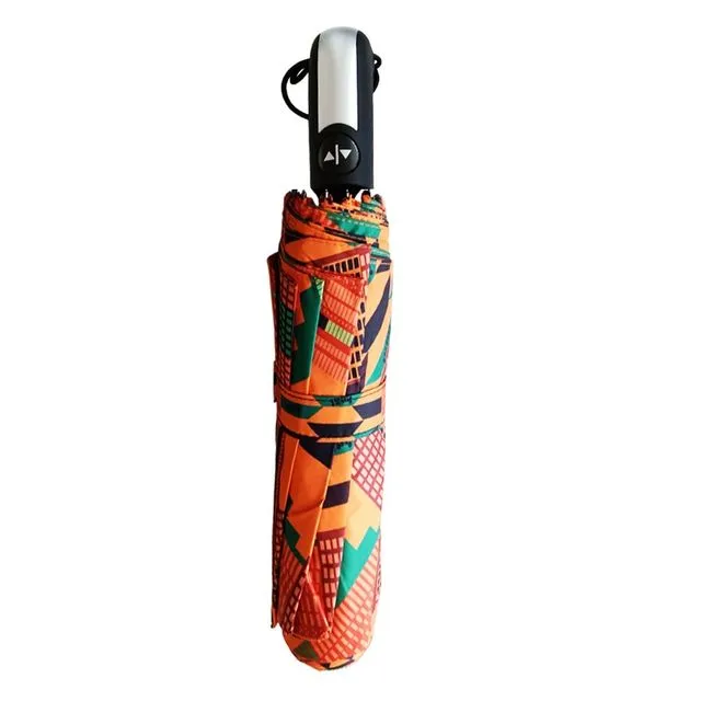 Automatic open and close ankara umbrella with windproof compact