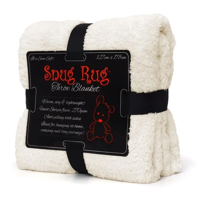 Snug-Rug Sherpa Throw Blanket (Cream)