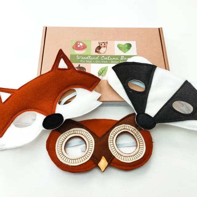 The Woodland Box - Animal Dress Up Mask Gift Set