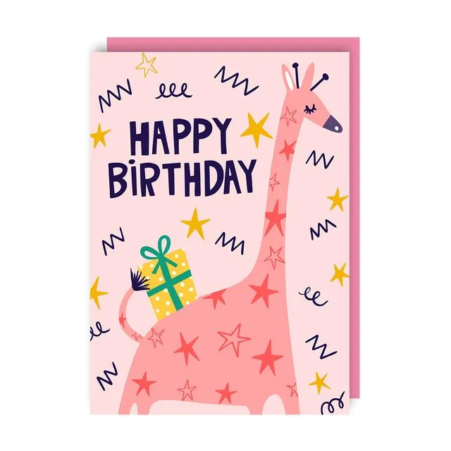 Giraffe Kids Birthday Greeting Card pack of 6