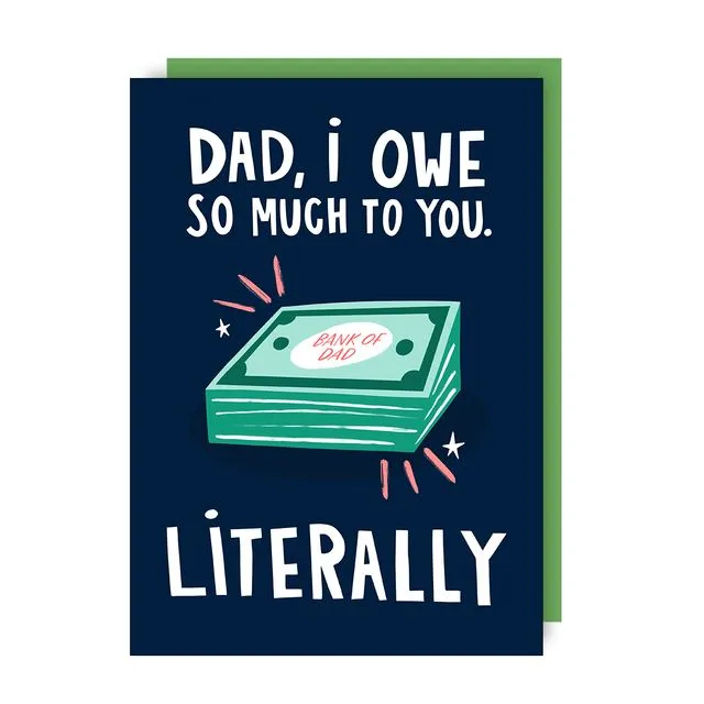 Owe Fathers Day Greeting Card pack of 6