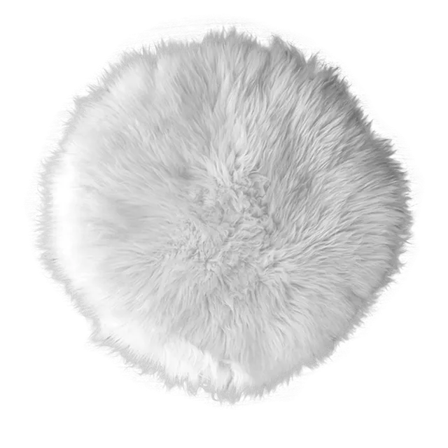Round White Sheepskin Cushion White Icelandic