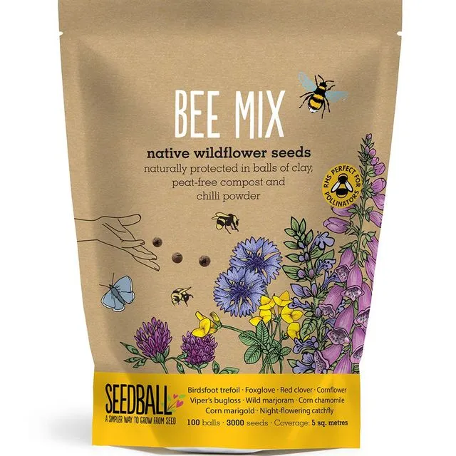 Five Wildflower Seedball Bee Mix Packets