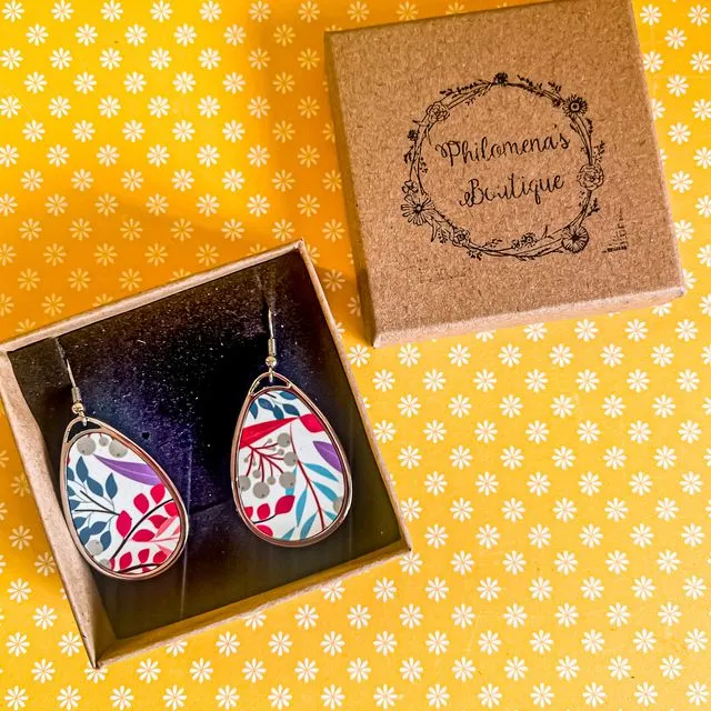 Ditsy Floral Design Hand Printed Earrings
