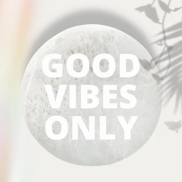 Good Vibes Only Engraved Polished Selenite Charging Plate