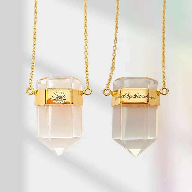 Guided By The Universe 14K Gold Clear Quartz Necklace