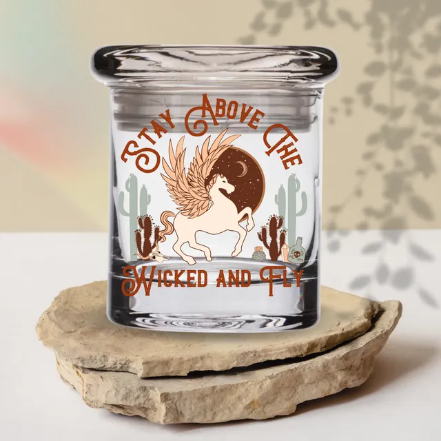 Stay Above The Wicked & Fly 1/4 Oz Glass Stash Jar