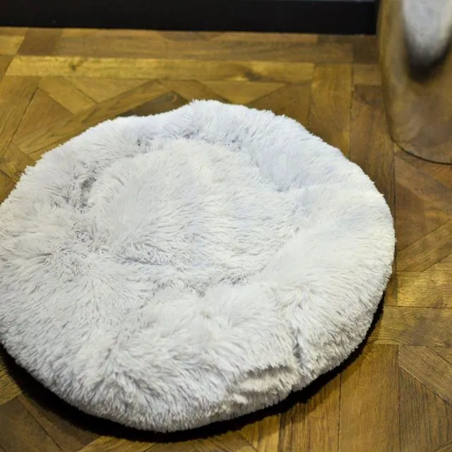 Luxury Soft Donut Dog Bed Cushion Superior Comfort - Light Grey