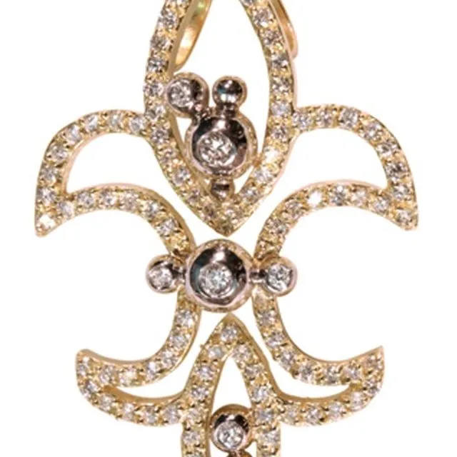 Fleur de Lis Pendant / Necklace, 18K Gold with diamonds.