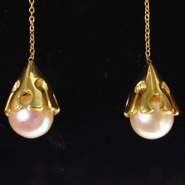 Akoya pearl drop earring-18K Gold