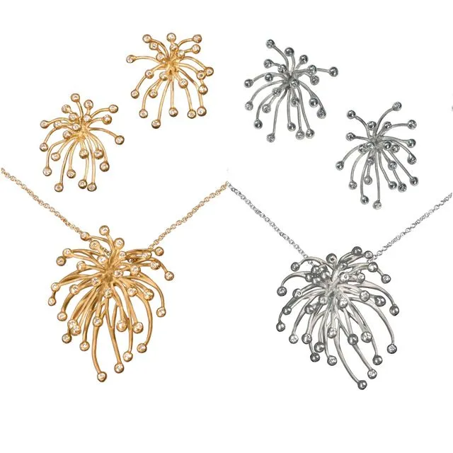 Superstar Necklace. Fireworks Pendant-Diamonds in 18K Gold: Life is a Celebration!