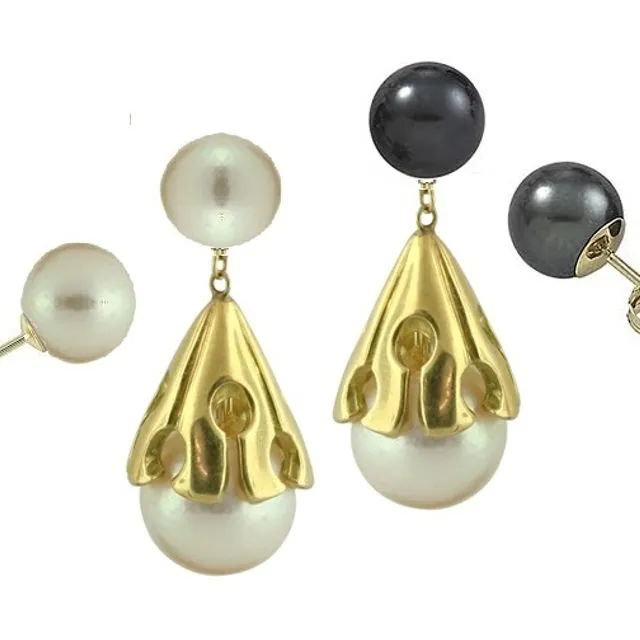 Akoya pearl drop earring- Sterling Silver with plate options