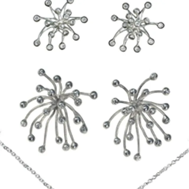 Fireworks Trip earrings-Sterling Silver with diamonds (plate options)