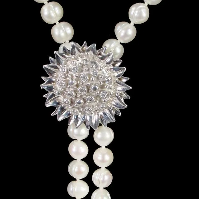 Sunflower pearl enhancer-Sterling & diamonds-plate options