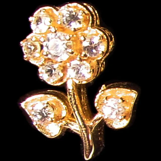 Stem Flower Earrings-Sterling Silver with Semi Precious Gemstones
