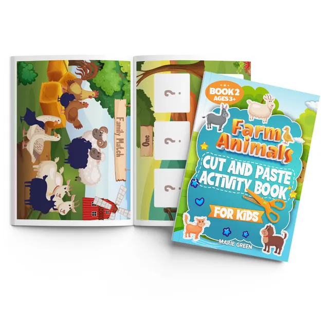 Farm Animals Cut and Paste Activity Book for Kids - Book 2