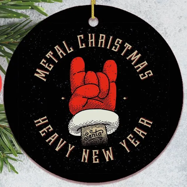 Vintage Heavy Metal Christmas Ornament Circle