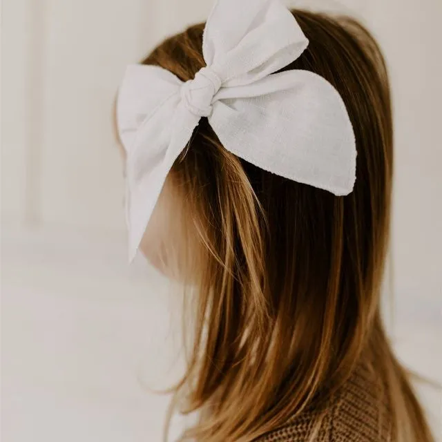White Linen Bow