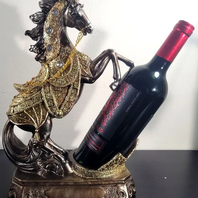Beautiful Horse Wine Bottle Holder Animal Figurine Wine Cabinet Countertop Decor Decorations Gifts for Wine Lovers, Tabletop Wine Rack Display Stand Home Kitchen Gift