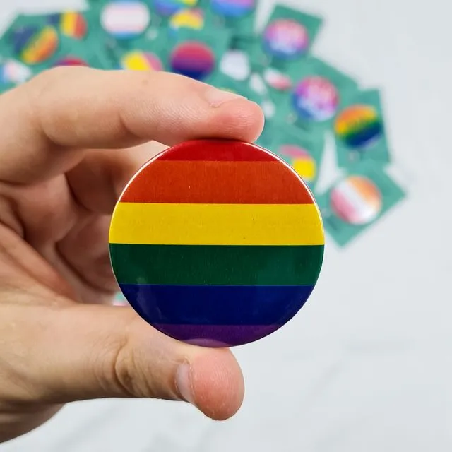 Gay pride rainbow pin badge 45mm