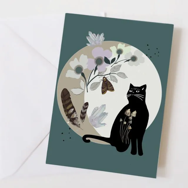 Cat and moon card