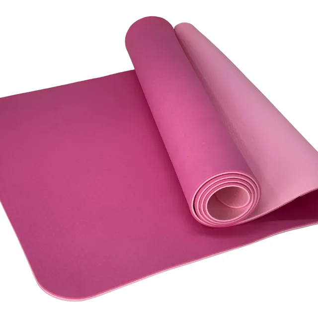 Eco Friendly Reversible Color Yoga Mat with Carrying Strap Pink