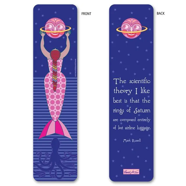 Fantasy Bookmark- Saturn Mermaid Diverse Universe Double-sided (Pack of 6)