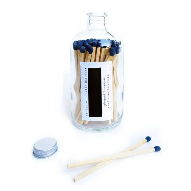 4" Dark Blue Candle Match Jar