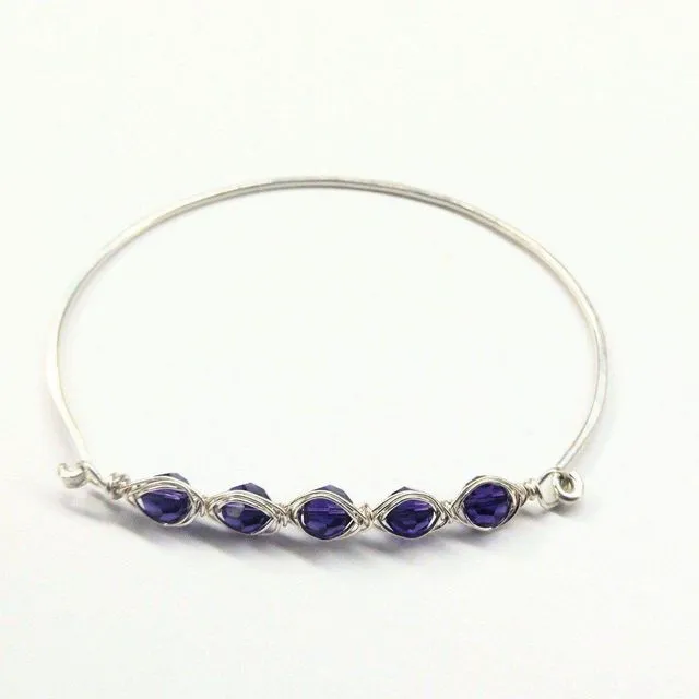 X-Large Swarovski Crystal Bar Bangle Bracelet - Purple