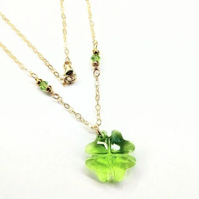 Light Green Crystal Clover Necklace