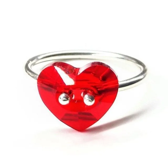 I Love You Crystal Heart Bling Ring