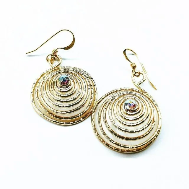 Gold Filled 14CT Crystal Spiral Earrings