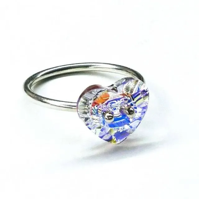 Super Sparkly I LOVE YOU Crystal Heart Bling Ring