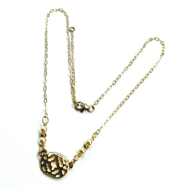 As Seen on Molly Ringwald Gold Filled Filigree Pearl Choker Necklace