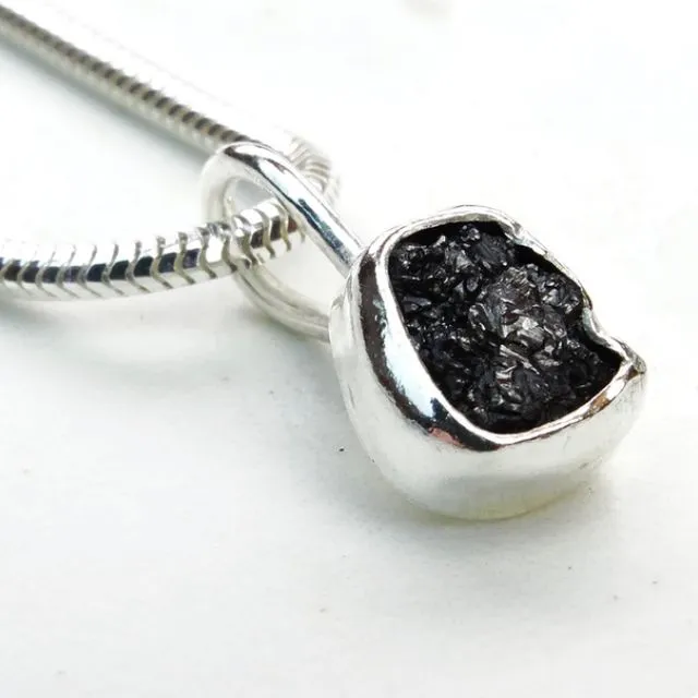 Raw black diamond pendant