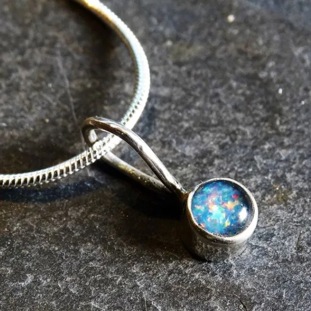 Blue Opal birthstone pendant