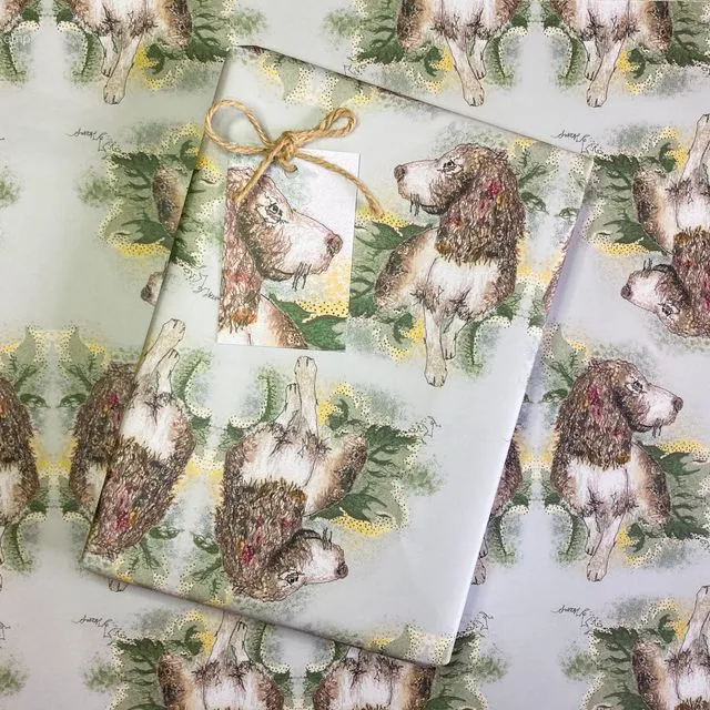 The Duchess Springer Spaniel Wrapping Paper & Matching Gift Tag