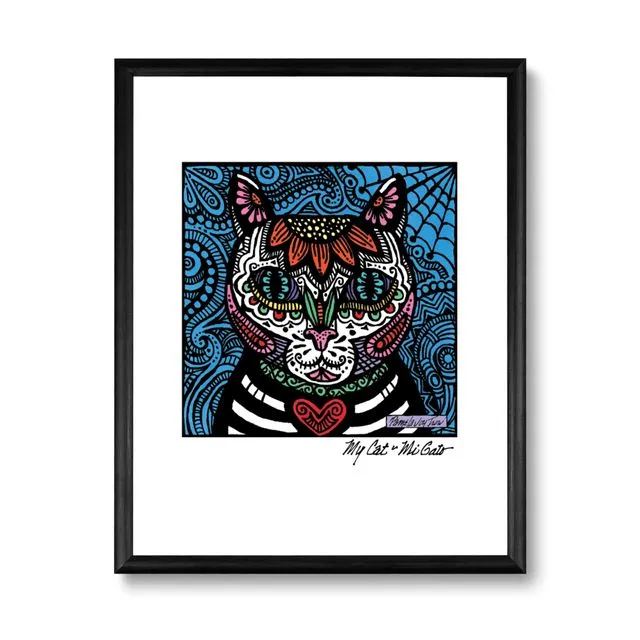 Day Of The Dead Print- My Cat-Mi Gato- 8x10 (Pack of 3)