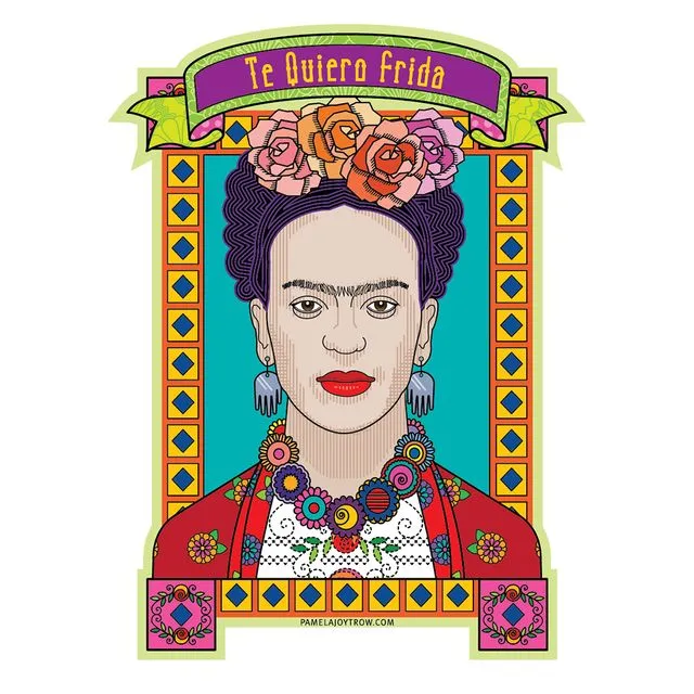 Frida Kahlo Sticker- I Love You Frida Mexican Artist Vinyl Decal- (Pack of 3)