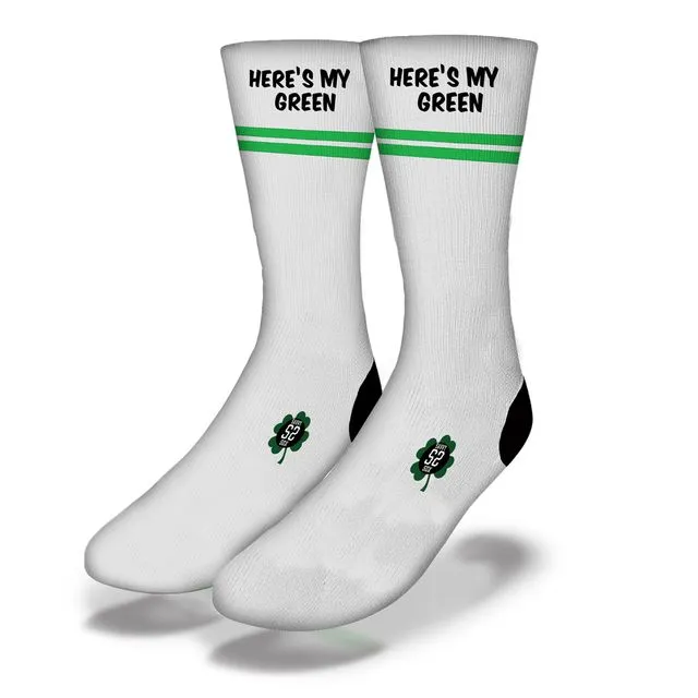 "HERE'S MY GREEN!" Funny St Patrick's Day Socks