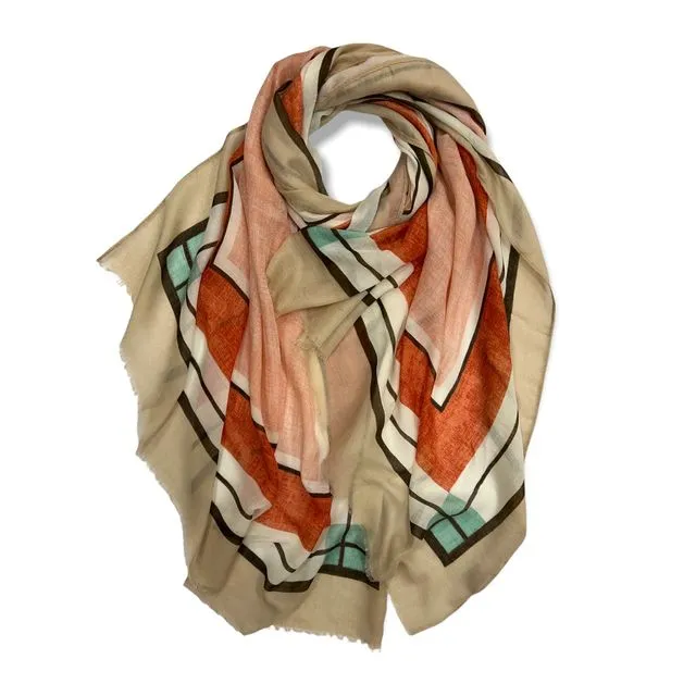 Checked plain scarf in Mocca