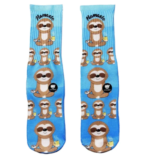 NAMASTE SLOTH Funny Animal Socks