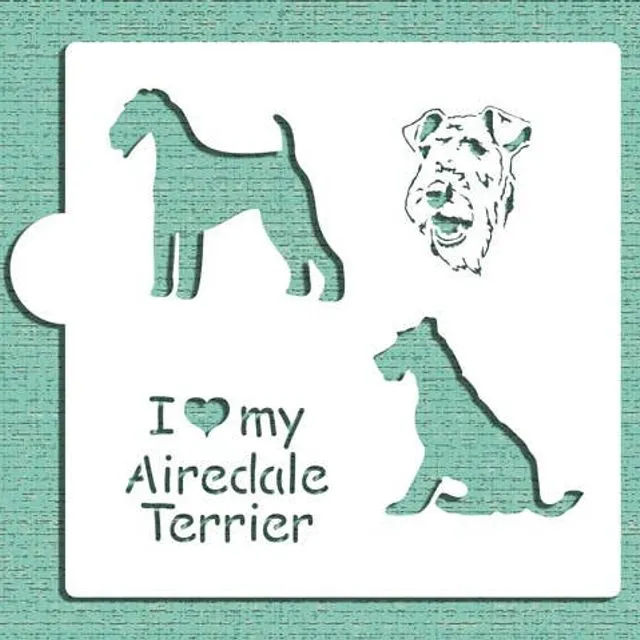I Love My Airedale Terrier Cookie and Craft Stencil