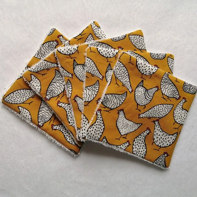 Reusable Bamboo Face Wipes - Chickens