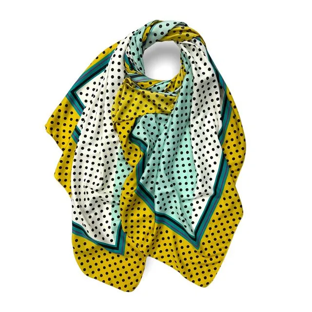 Silky printed scarf with dots in Mustard
